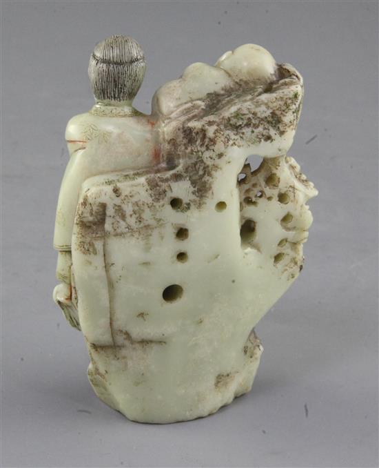 A Chinese export polychrome soapstone group of a mother and child, probably 18th century, height 11.5cm